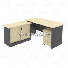 GM04 BUDGET SERIES RECTANGULAR TABLE SET WITH SIDE CABINET AND MOBILE PEDESTAL 3-DRAWERS